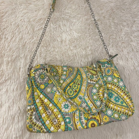 Vera Bradley Removable Chain Shoulder Bag in Retired Lemon Parfait- NWOT - Picture 1 of 7